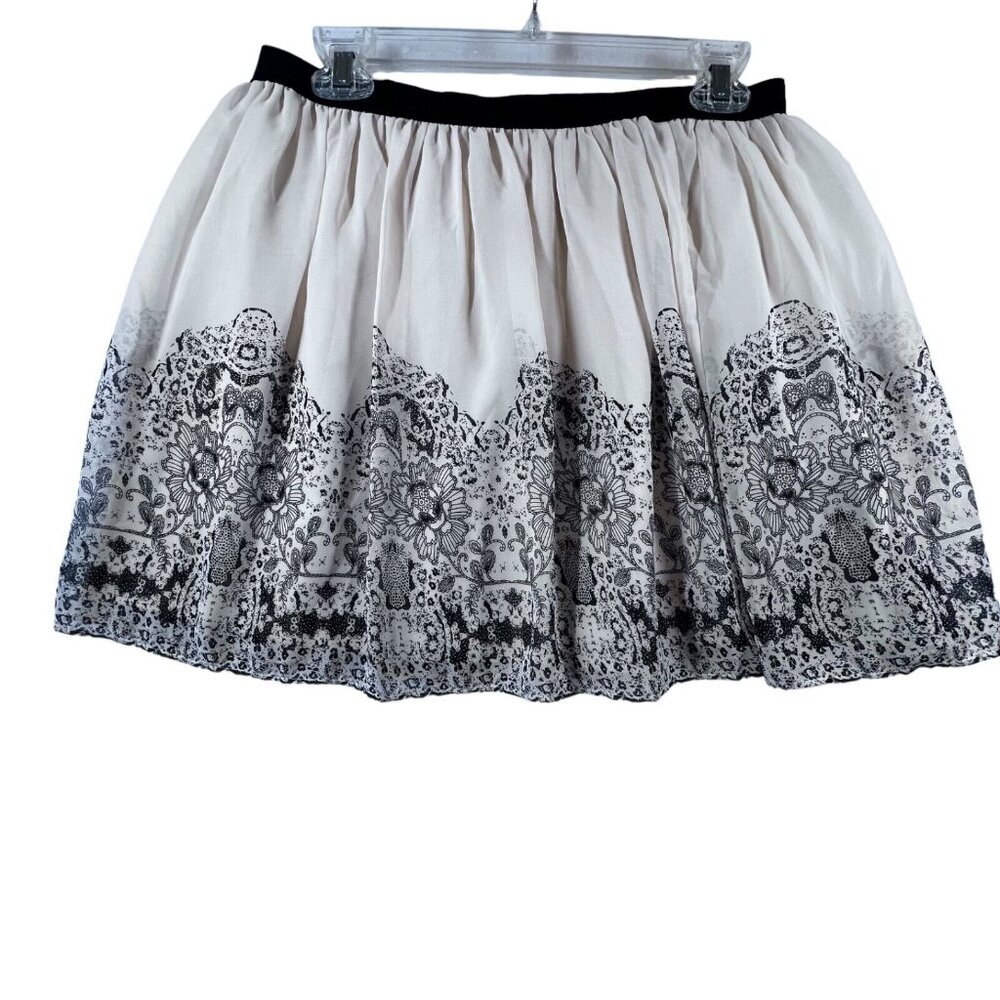 American Eagle Outfitters Chiffon Skirt M Lined Black White Flowy Whimsical - Picture 3 of 10